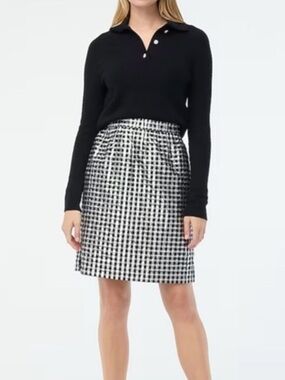 NWT J. Crew Pull-on Shiny Gingham Check A-Line Skirt
